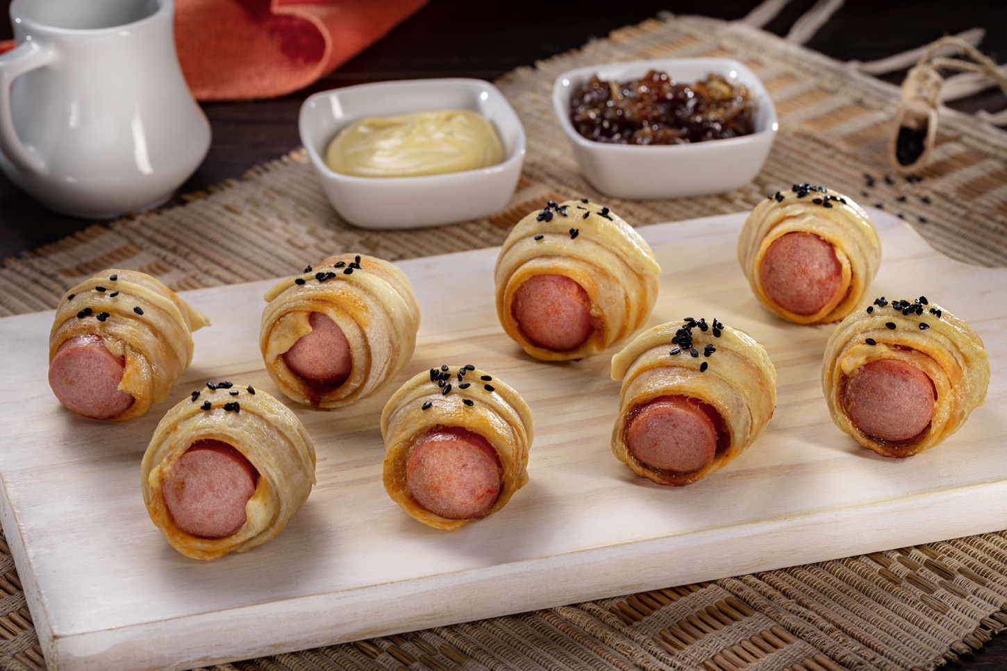 Cachorro-Quente de Forno com Salsicha com Grãos de Mostarda