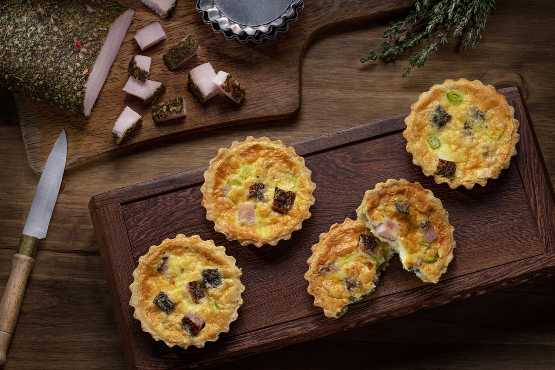 Quiche de lombo com ervas finas e alho-poró